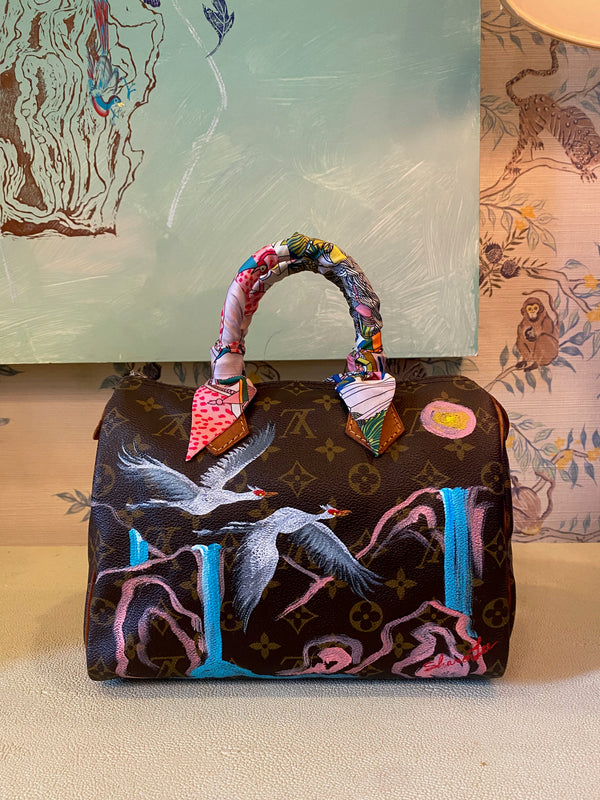 Pair of Cranes and Pink Sunrise on Louis Vuitton