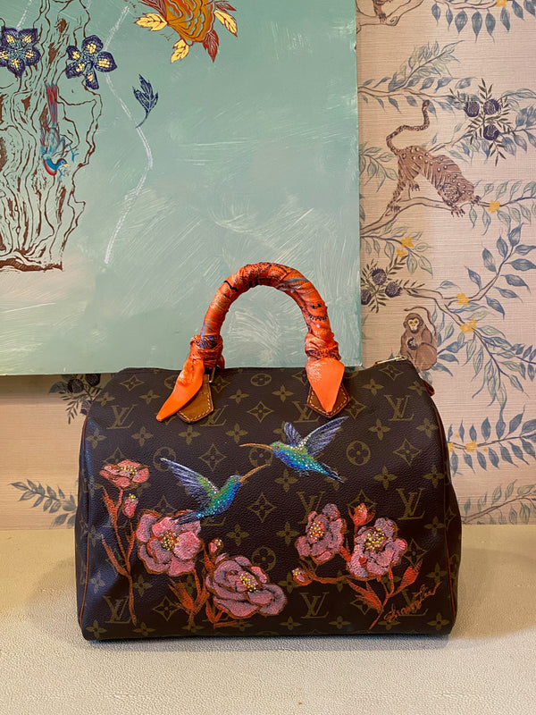 Pair of Hummingbirds and Poppies on Louis Vuitton