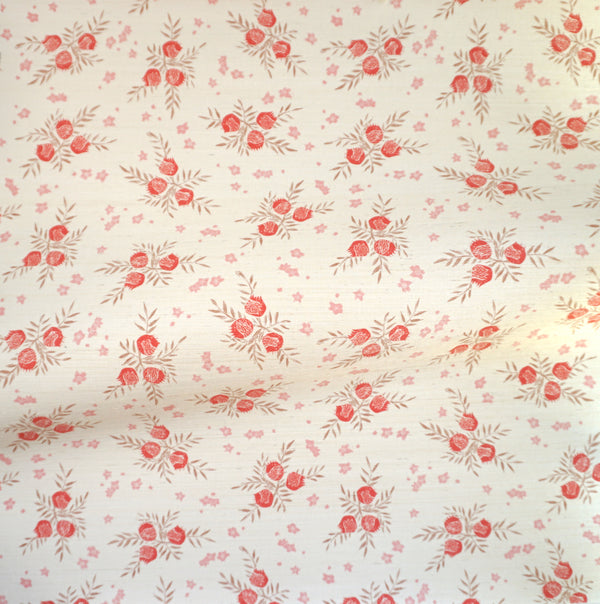 Pomegranate Grasscloth Wallpaper in Strawberry