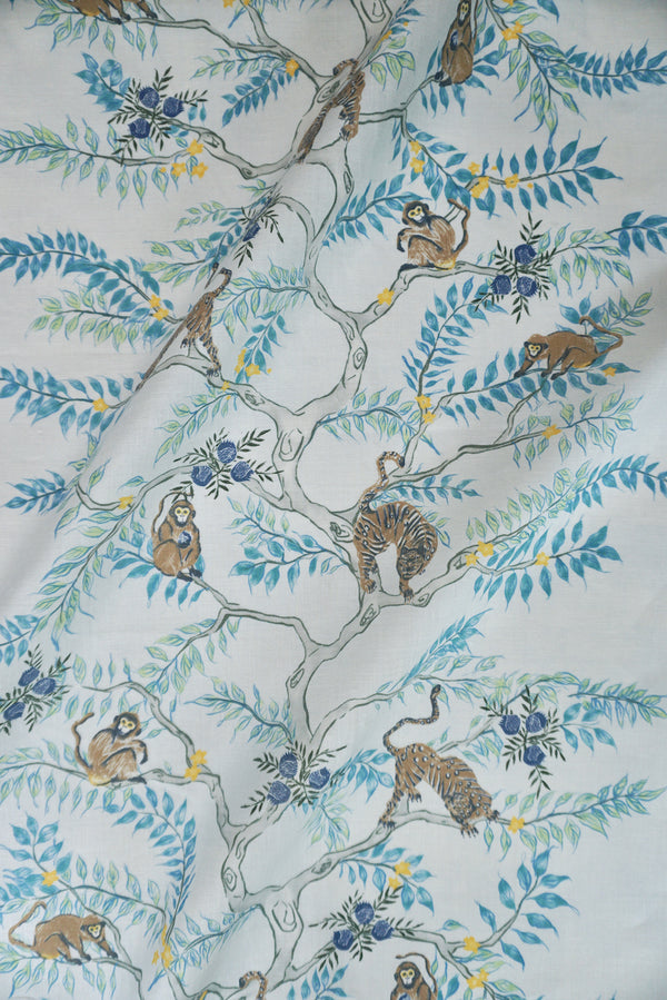 Monkey and Tiger Fabric in Dusk