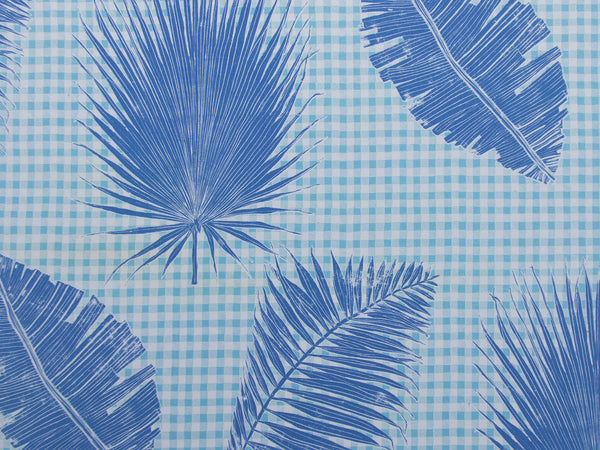 Gingham Jungle Fabric in Lapis
