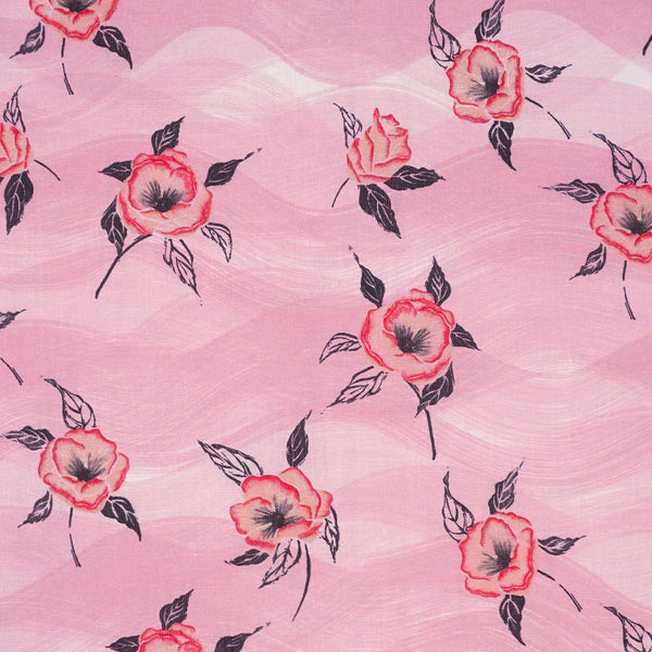 Painted Poppy Fabric in Strawberry