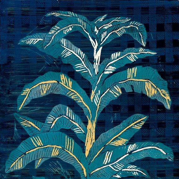 Banana Leaf on Gingham Art Print