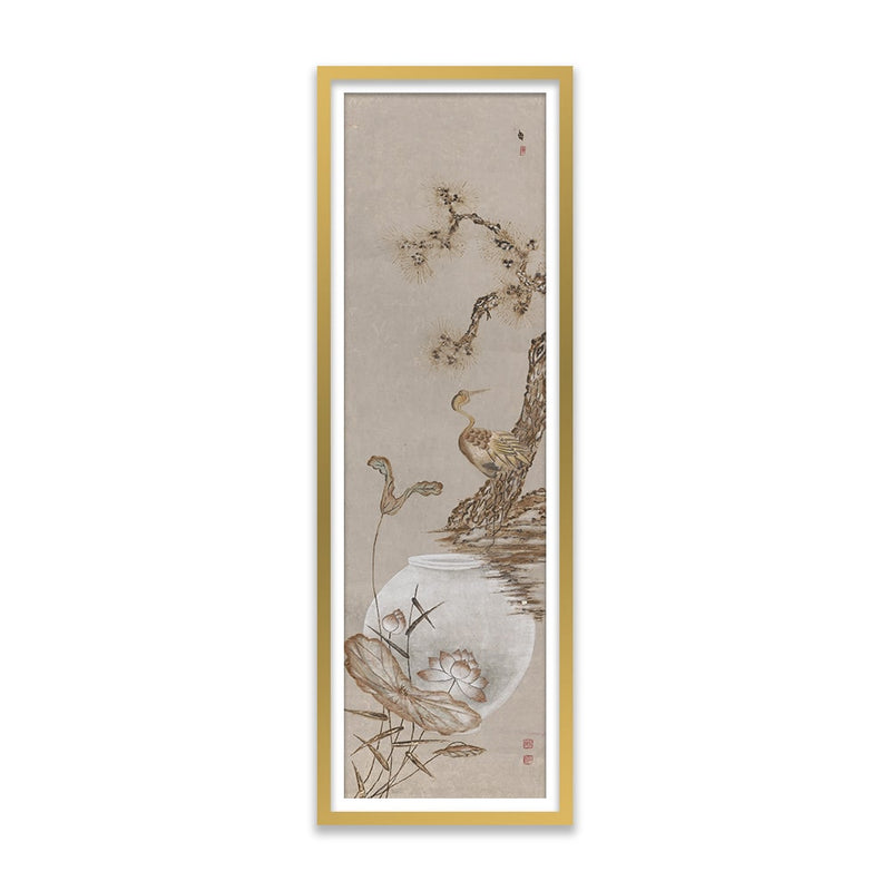 Crane and Lotus with Korean Moon Jar Art Print