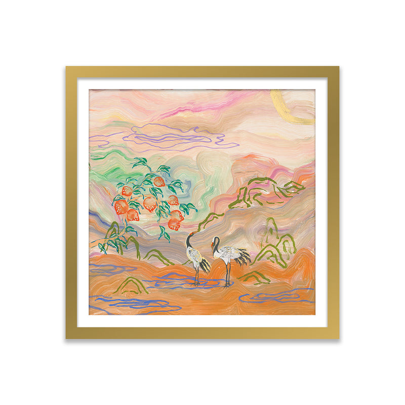 Cranes Bathing on Opal Art Print