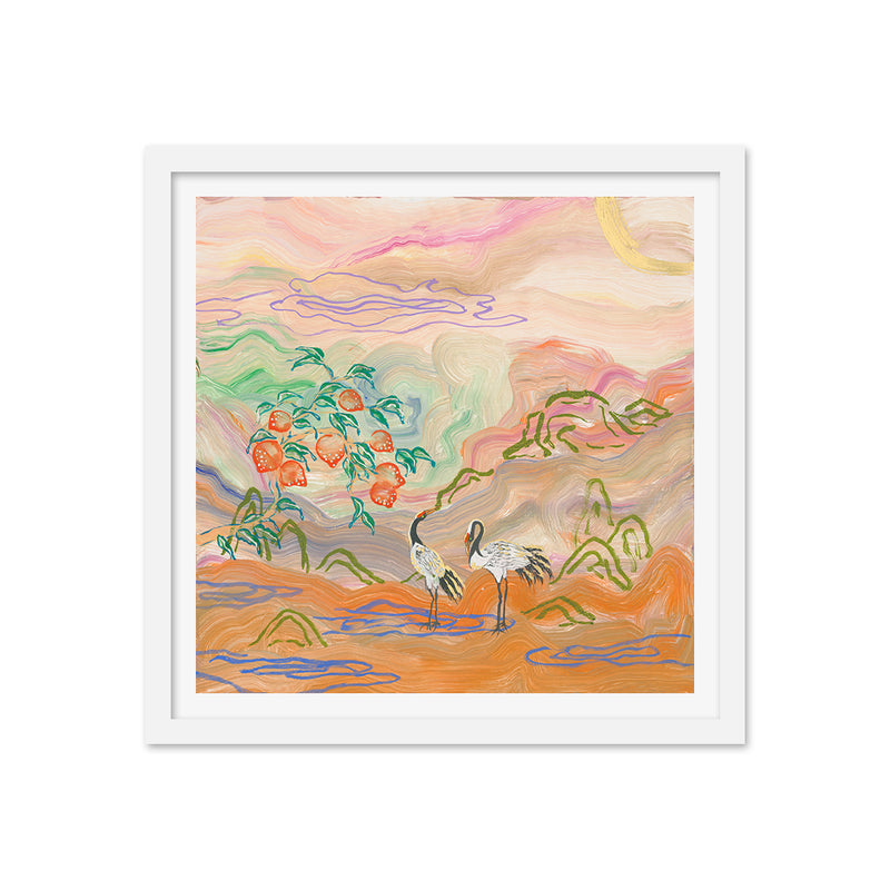 Cranes Bathing on Opal Art Print