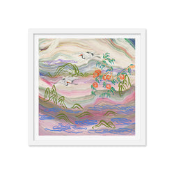Cranes in Flight on Opal Art Print