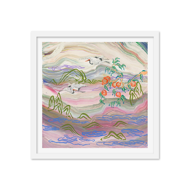 Cranes in Flight on Opal Art Print