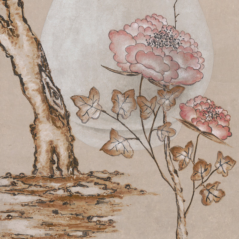 Bird and Peony Flowers with Korean Vase Art Print