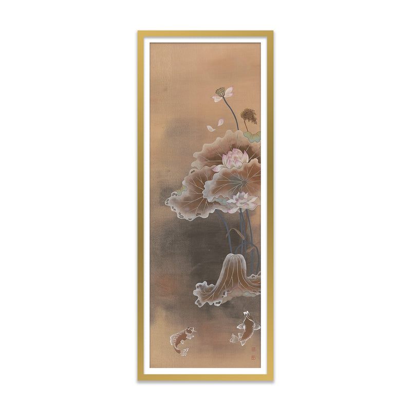 Koi Fish and Lotus on Sepia Art Print