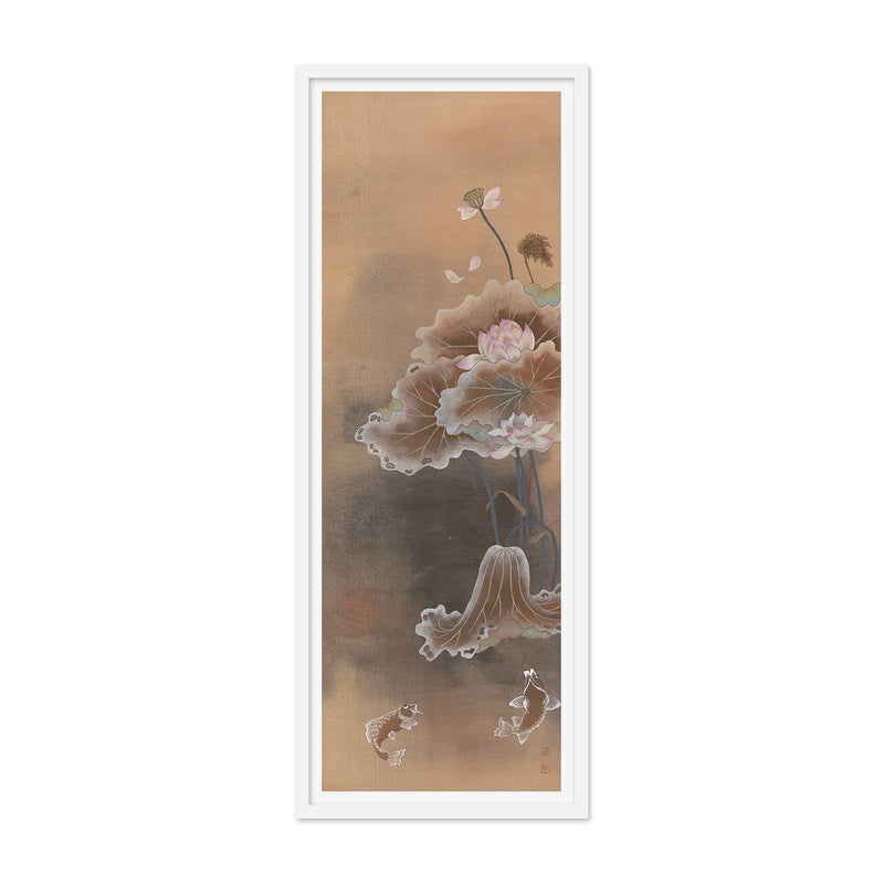 Koi Fish and Lotus on Sepia Art Print