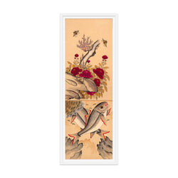 Koi Fish in Floral Pond Art Print