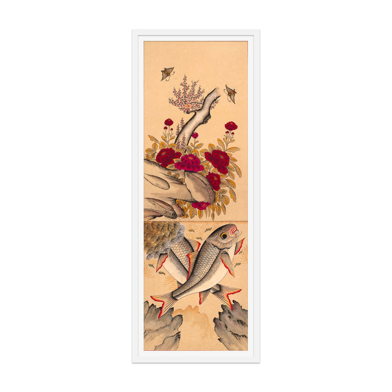 Koi Fish in Floral Pond Art Print