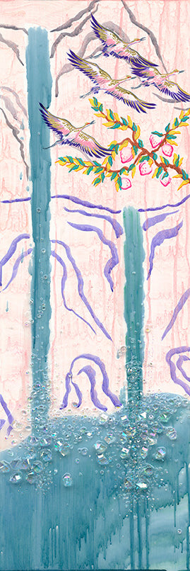 Migration of 10 Cranes Day B Art Print
