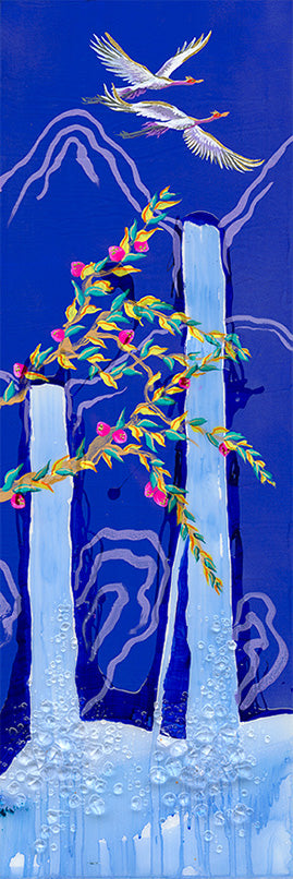 Migration of 10 Cranes Night A Art Print