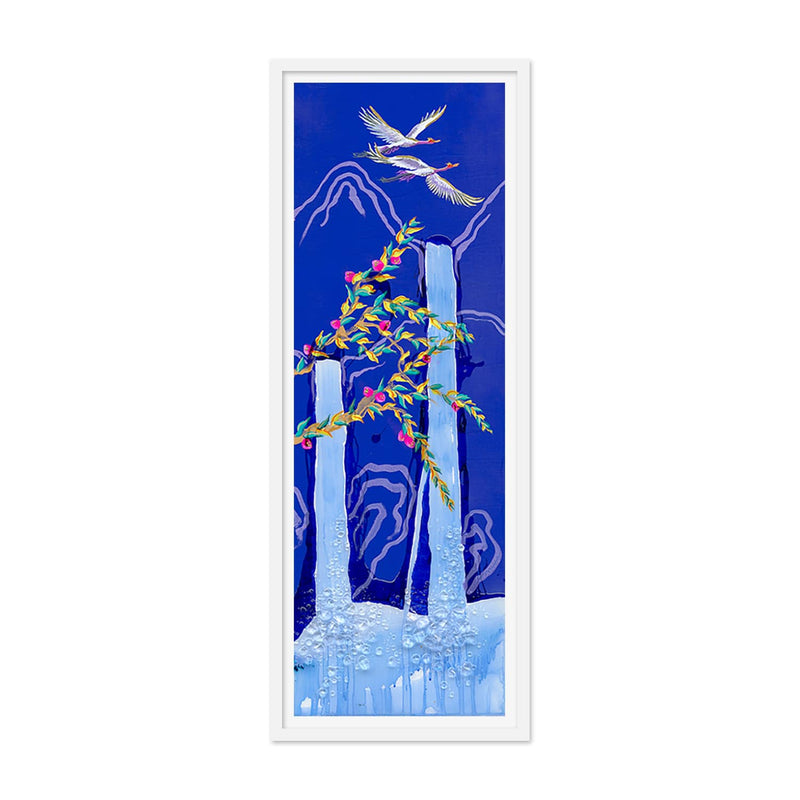 Migration of 10 Cranes Night A Art Print