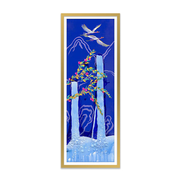 Migration of 10 Cranes Night A Art Print