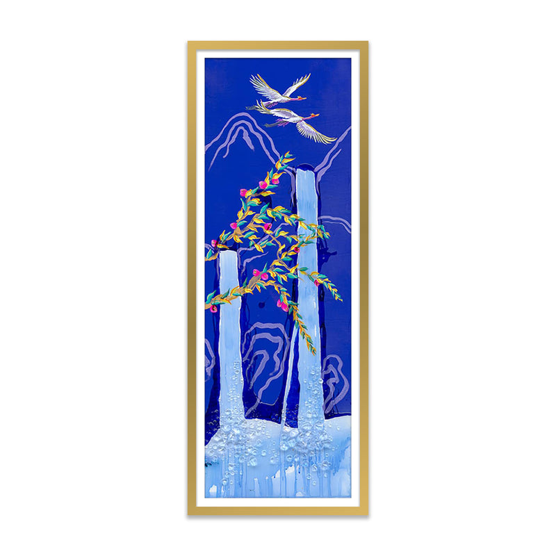 Migration of 10 Cranes Night A Art Print