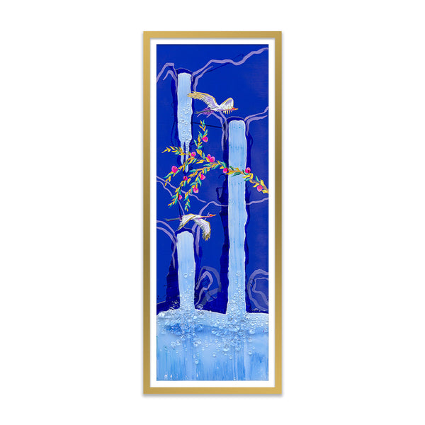 Migration of 10 Cranes Night B Art Print