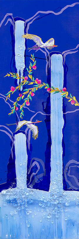 Migration of 10 Cranes Night B Art Print