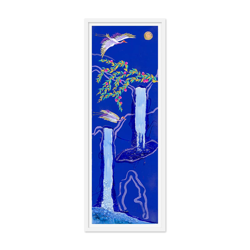 Migration of 10 Cranes Night D Art Print