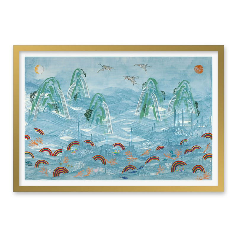 Migration of Four Cranes Art Print