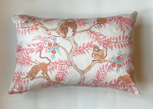 Monkey and Tiger Dawn Cotton Lumbar Pillow