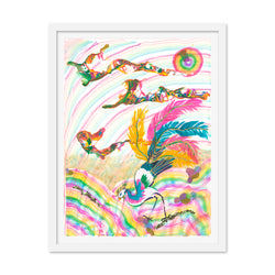 Mythical Bird in Flight Over Prismatic Landscape B