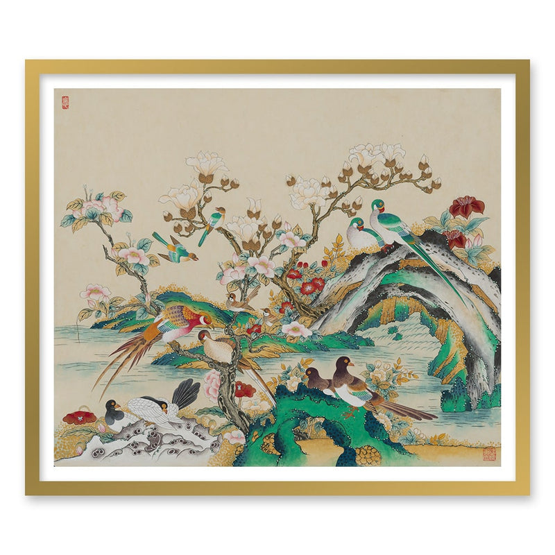Mythical Birds Traditional Landscape Art Print