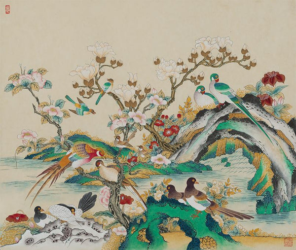 Mythical Birds Traditional Landscape Art Print – Krane Home