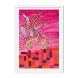 Pair of Adolescent Tigers in Fuchsia Art Print