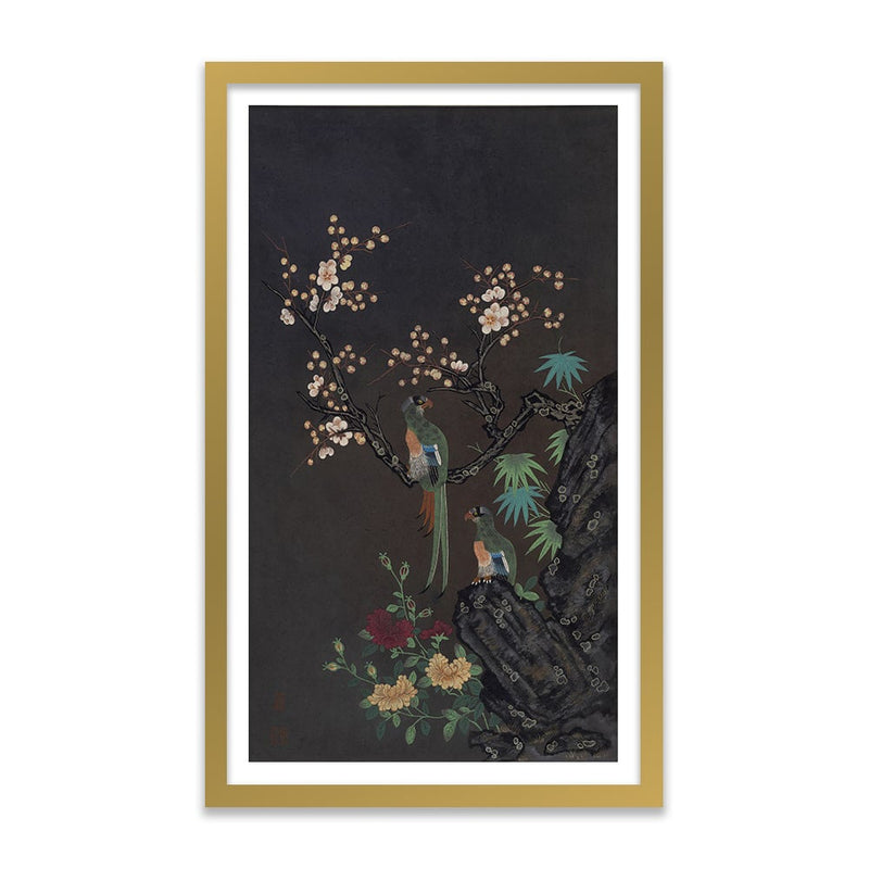 Pair of Mythical Parrots Night Art Print