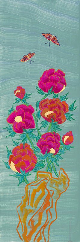 Peonies and Butterflies Dusk to Night 1 Art Print