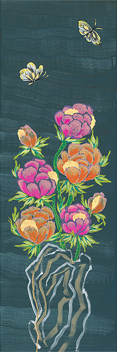Peonies and Butterflies Dusk to Night 4 Art Print