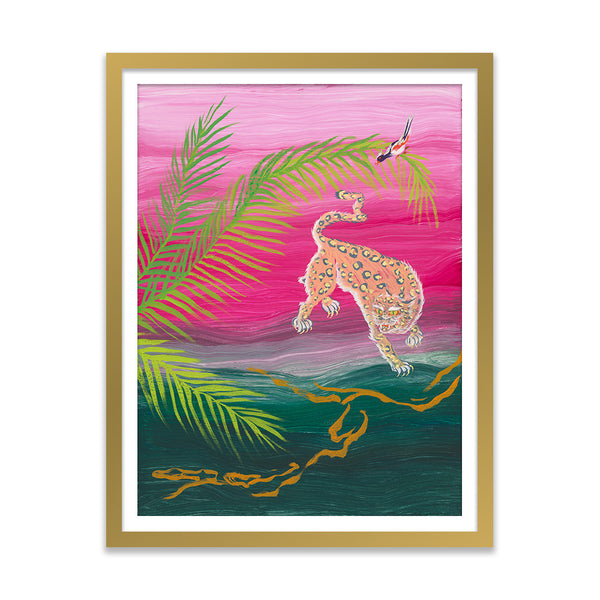 Spotted Tiger on Tourmaline Art Print