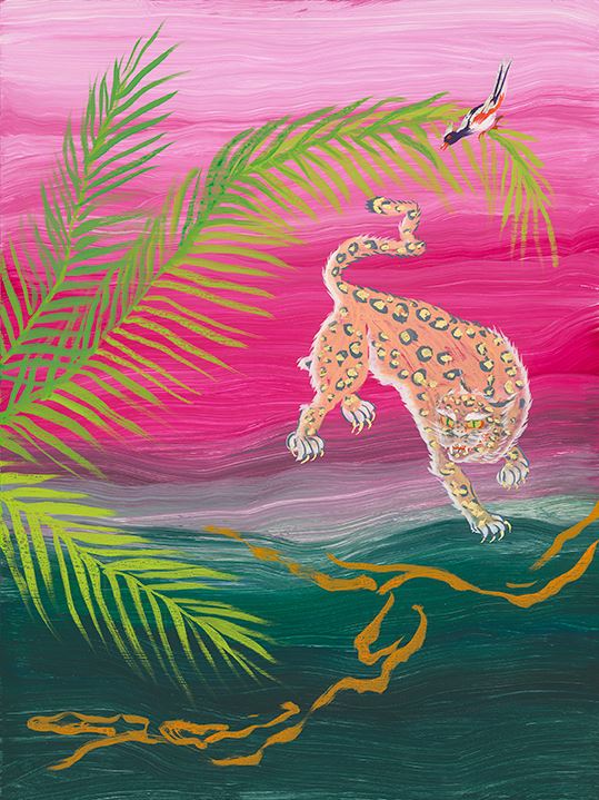 Spotted Tiger on Tourmaline Art Print