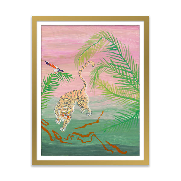 Striped Tiger on Tourmaline Art Print