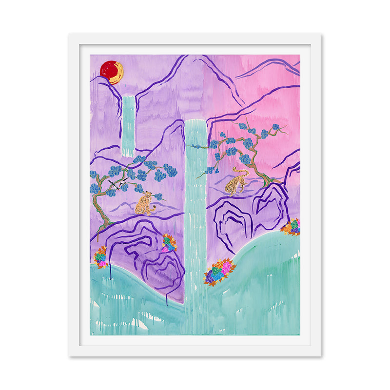 Tigers and Waterfalls A Art Print