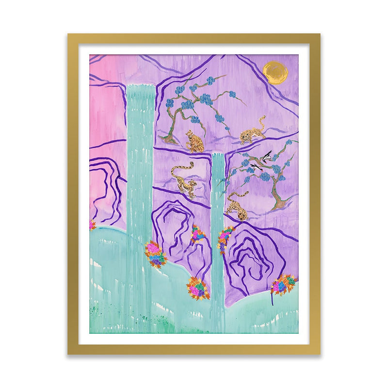 Tigers and Waterfalls B Art Print