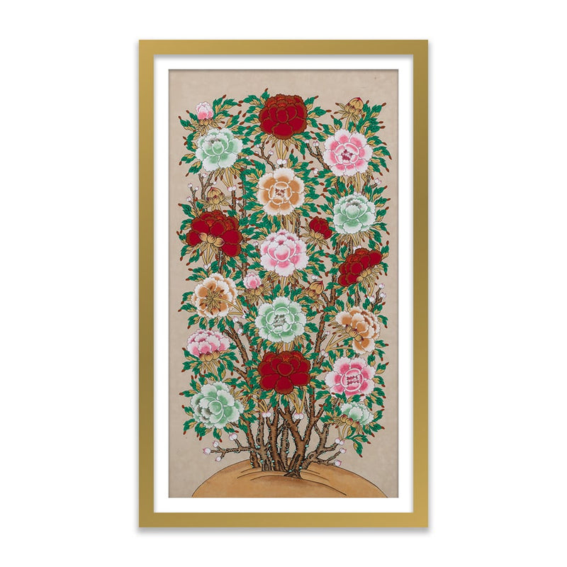 Traditional Korean Peony Screen A Art Print