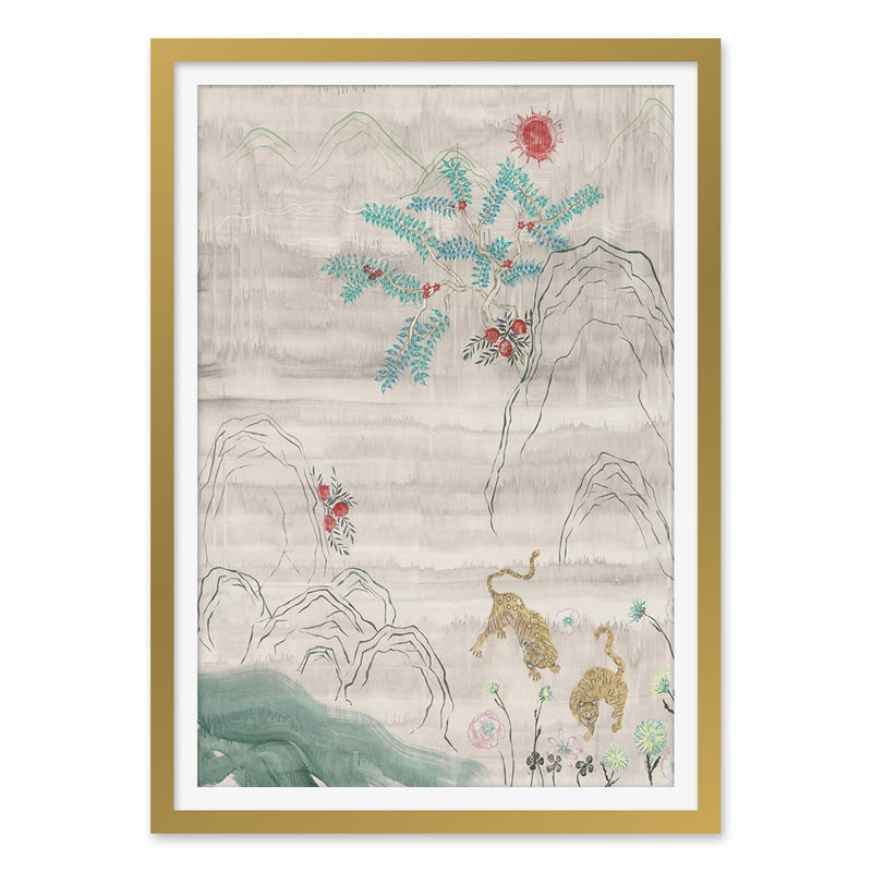 Tigers and Wildflowers Art Print