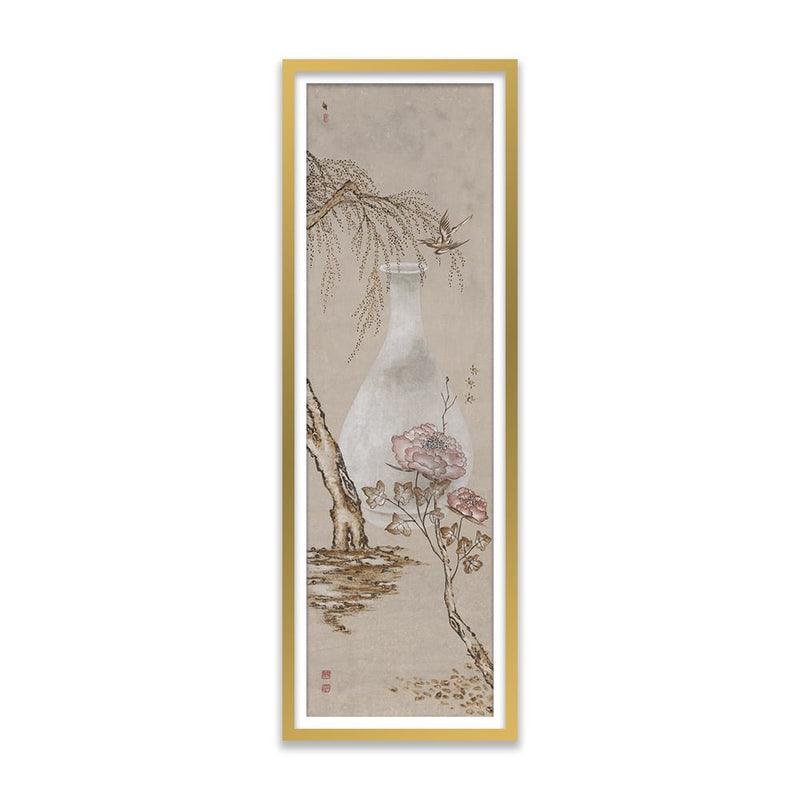 Bird and Peony Flowers with Korean Vase Art Print