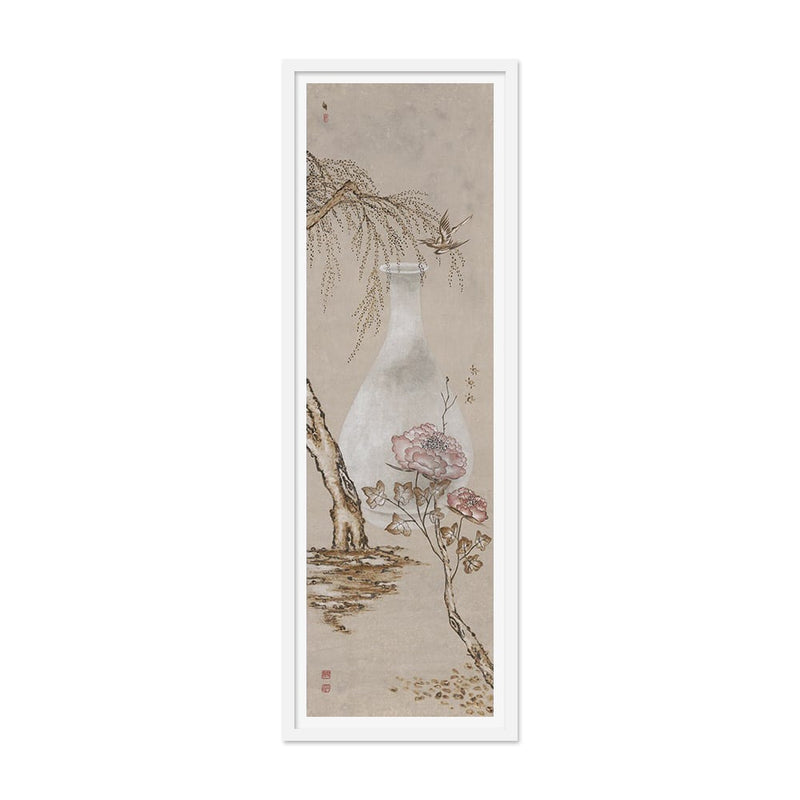 Bird and Peony Flowers with Korean Vase Art Print