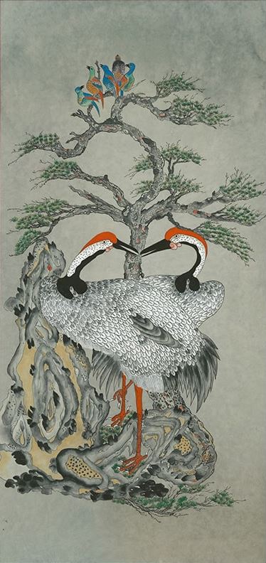 Pair of Traditional Cranes Art Print
