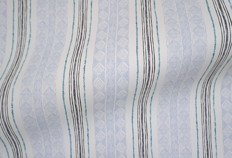 Block Print Stripe Wallpaper in Blueberry