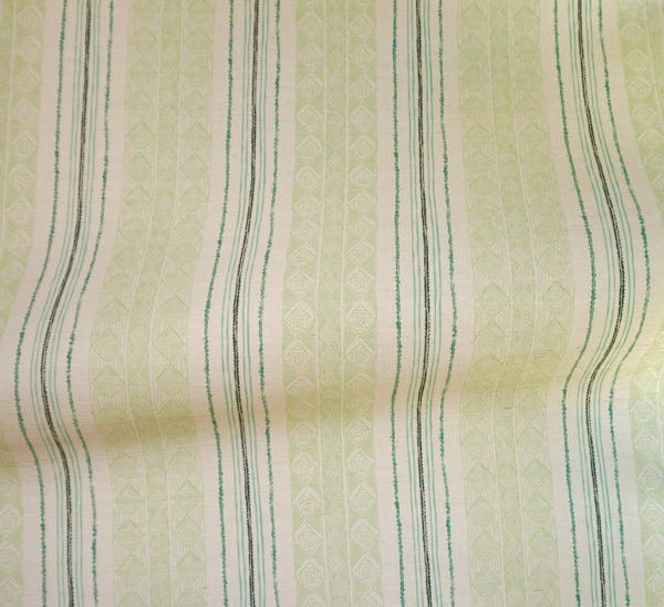 Block Print Stripe Grasscloth Wallpaper in Celery