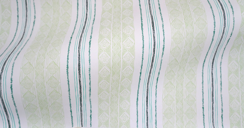 Block Print Stripe Wallpaper in Celery