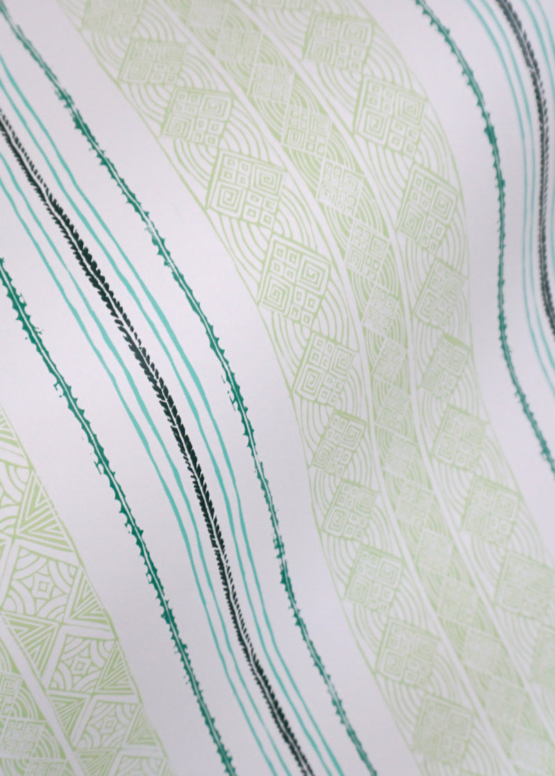 Block Print Stripe Wallpaper in Celery