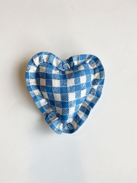 Ruffle Heart Lavender Sachet Gingham Blue