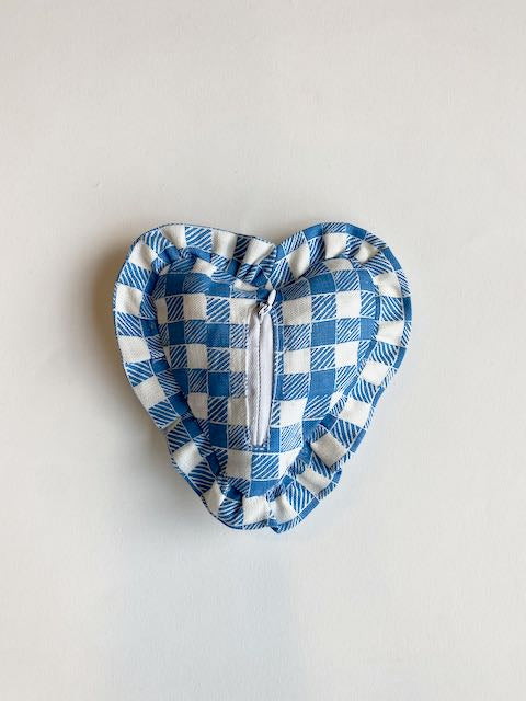 Ruffle Heart Lavender Sachet Gingham Blue